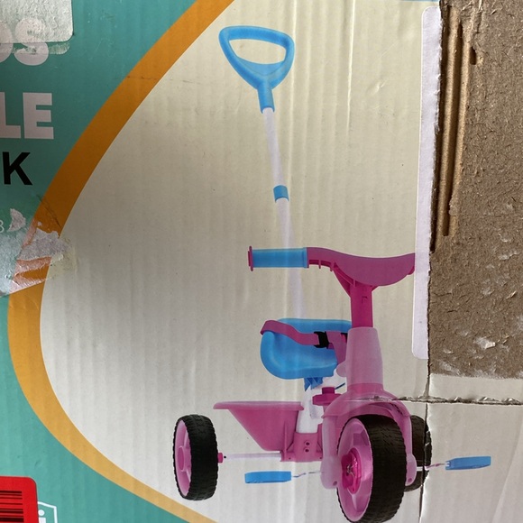 Kriddo 2 in 1 Kids Tricycle with Parent Push Handle Pink Aqua Toddler Bike - Picture 5 of 15